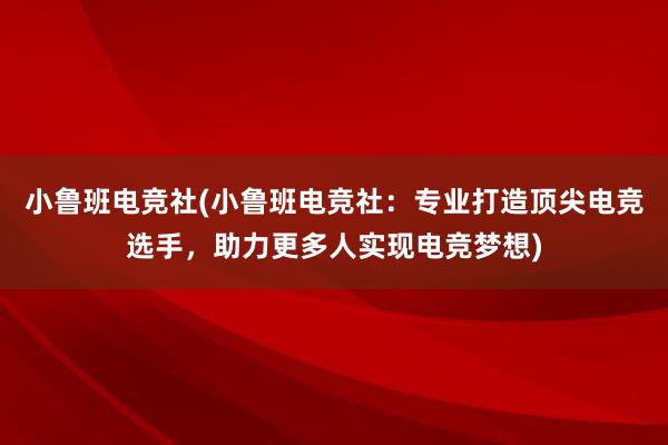 小鲁班电竞社(小鲁班电竞社：专业打造顶尖电竞选手，助力更多人实现电竞梦想)