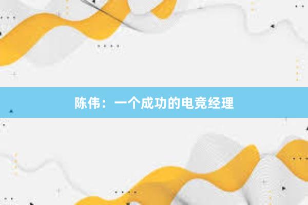 陈伟：一个成功的电竞经理